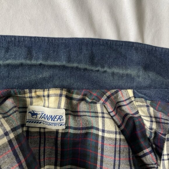 Vintage Tanner Country Denim Jacket Medium With Plaid Lining & Button Front - Picture 12 of 12